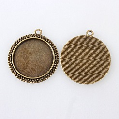Vintage Tibetan Style Alloy Pendant Cabochon Bezel Settings&nbsp;TIBEP-M018-59AB-NF