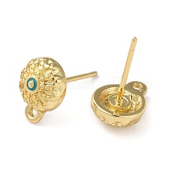 Flat Round Brass Stud Earrings Findings&nbsp;KK-K346-24G