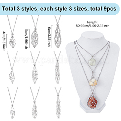 9Pcs 9 Styles 304 Stainless Steel Empty Macrame Pouch Necklace Making&nbsp;NJEW-WR00005
