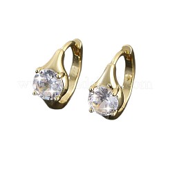 Brass Pave Clear Cubic Zirconia Hoop Earrings&nbsp;WGEEE3C-01