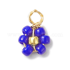 8Pcs 8 Color Flower Glass Seed Beaded Charms&nbsp;PALLOY-JF02004-02
