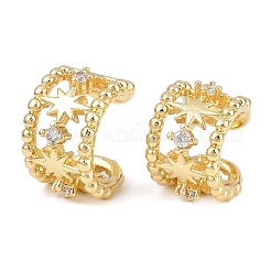 Brass Micro Pave Clear Cubic Zirconia Cuff Rings&nbsp;EJEW-C159-01G