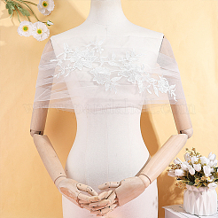 Flower Pattern Polyester Gauze Bridal Shawl&nbsp;AJEW-HY0003-22