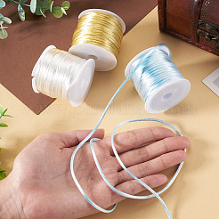 3 Rolls 3 Colors Nylon Satin Rattail Cords&nbsp;NWIR-TA0001-45A