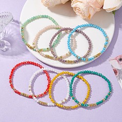 Electroplate Glass Beads Beaded Stretch Bracelets&nbsp;BJEW-JB10955