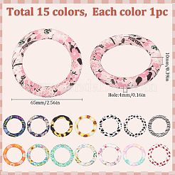 15Pcs 15 Colors Food Grade Eco-Friendly Silicone Pendants&nbsp;SIL-SC0001-79