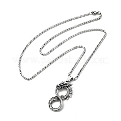 Alloy Dragon Infinity Pandant Necklace with Box Chains&nbsp;NJEW-K245-008