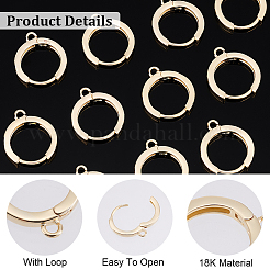 8 Pairs Brass Hoop Earring Findings&nbsp;KK-AR0002-74