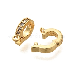 Rack Plating Brass Micro Pave Clear Cubic Zirconia Fold Over Clasps&nbsp;KK-H508-02G