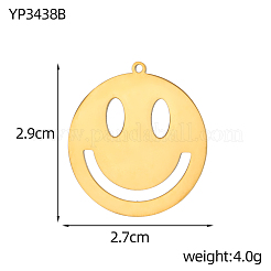 Smiling Face Charms 304 Stainless Steel Pendants&nbsp;STAS-OY004-54G