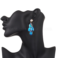 Faceted Teardrop Glass Dangle Stud Earrings&nbsp;EJEW-TA00734