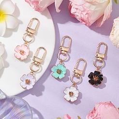 5Pcs 5 Colors Flower Alloy Enamel Pendant Decoration&nbsp;HJEW-JM02746