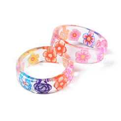 Transparent Resin Flower Finger Ring for Women&nbsp;RJEW-T022-025