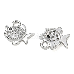 Brass Micro Pave Black Cubic Zirconia Charms&nbsp;CU-CBAB0CF-13P