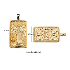 10Pcs 1 style Brass Micro Pave Clear Cubic Zirconia Tarot Card Pendants&nbsp;ZIRC-LS0001-01G