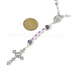 Glass Pearl Rosary Bead Necklace&nbsp;NJEW-TA00082-03