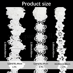 3Pcs 3 Styles Polyester Flower Lace Trim Ribbon&nbsp;OCOR-CY0001-20B