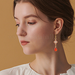 24Pcs Dyed Natural Red Agate & Natural Red Aventurine & Natural Topaz Jade Pendants&nbsp;PALLOY-GA00017