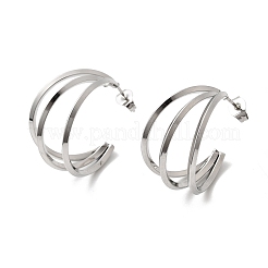 Triple C-Shaped 201 Stainless Steel Stud Earrings&nbsp;EJEW-Z151-09P