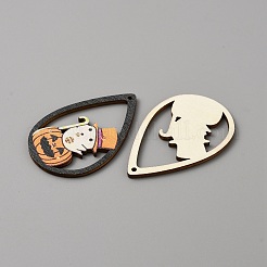 Halloween Theme Single Face Printed Aspen Wood Big Pendants&nbsp;WOOD-TAC0018-09F