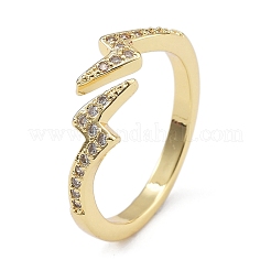 Rack Plating Brass Micro Pave Clear Cubic Zirconia Cuff Finger Rings for Women&nbsp;RJEW-M028-48G