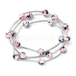 Round Synthetic Turquoise Beads Multi-strand Bracelets for Women&nbsp;BJEW-JB12335-03