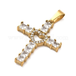 Easter 304 Stainless Steel Micro Pave Clear Cubic Zirconia with Crystal Rhinestone Pendants&nbsp;STAS-H264-10G