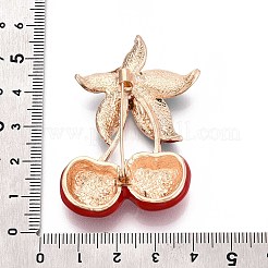 Cherry & Leaf Alloy Enamel Lapel Pins for Backpack Clothes&nbsp;JEWB-N009-02KCG
