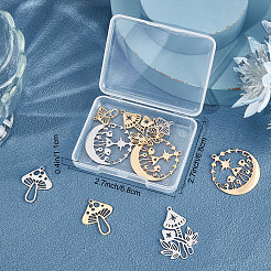 16Pcs 8 Style 201 & 304 Stainless Steel Pendants&nbsp;STAS-SC0004-21