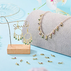 20Pcs 4 Colors Brass Cubic Zirconia Charms&nbsp;KK-TA0009-13C