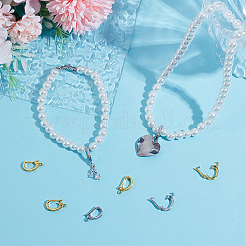 8Pcs 2 Colors Brass Micro Pave Clear Cubic Zirconia Fold Over Clasps&nbsp;KK-UN0004-92