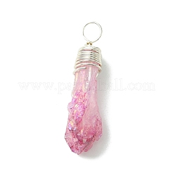 5Pcs Electroplated Natural Quartz Pendants&nbsp;PALLOY-JF03162