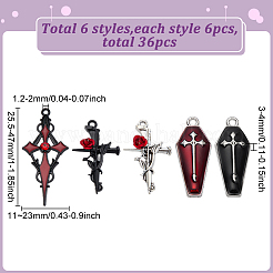 36Pcs 6 Styles Halloween Theme Alloy Enamel Pendants&nbsp;FIND-WR0012-66