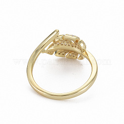 Brass Micro Pave Clear Cubic Zirconia Cuff Rings&nbsp;X-RJEW-Q164-014-NF