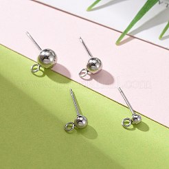 Non-Tarnish 40Pcs 4 Styles 202 Stainless Steel Ball Stud Earring Findings&nbsp;STAS-LS0001-13P