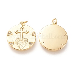 Brass Micro Pave Clear Cubic Zirconia Pendants&nbsp;ZIRC-I044-39G