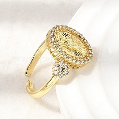 Brass Micro Pave Clear Cubic Zirconia Cuff Open Rings&nbsp;RJEW-Z136-02G