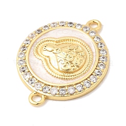 Brass Micro Pave Clear Cubic Zirconia with Enamel Religion Connector Charms&nbsp;KK-A296-14G-01
