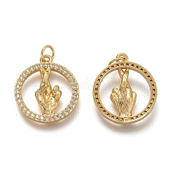 Brass Micro Pave Clear Cubic Zirconia Pendants&nbsp;ZIRC-H107-02G
