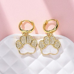 Brass Clear Cubic Zirconia Hoop Earrings&nbsp;LS-EJEW-Q042-03B-G