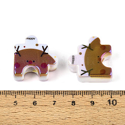UV Plating Opaque Printed Acrylic European Beads&nbsp;OACR-N153-06C