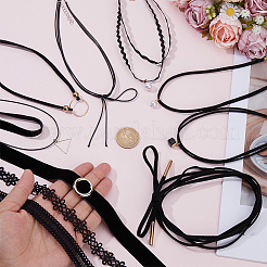 10Pcs 10 Styles Gothic Polyester Lace Choker Necklaces&nbsp;NJEW-SC0001-75