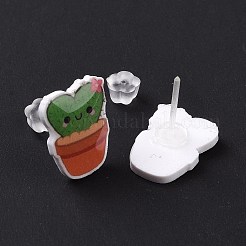 Acrylic Cute Plants Stud Earrings with Plastic Pins for Women&nbsp;EJEW-F293-01C