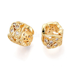 Brass Micro Pave Clear Cubic Zirconia European Beads&nbsp;KK-N276-19G