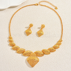 Vintage Alloy Hollow Rhombus Earrings & Necklaces Sets for Women&nbsp;ZD1633