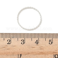 925 Sterling Silver Flat Beaded Finger Rings for Women&nbsp;RJEW-NH0002-01A-S