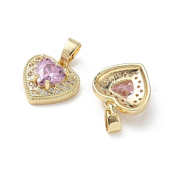 Valentine's Day Brass Micro Pave Pearl Pink Cubic Zirconia Charms&nbsp;KK-A299-14G