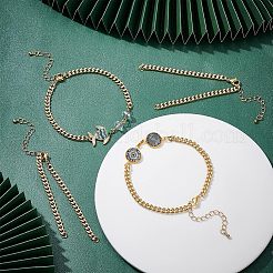 8Pcs Two Tone Handmade Brass Curb Chain Bracelet Makings&nbsp;KK-NB0002-63