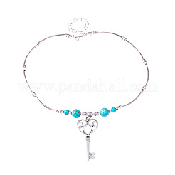 Alloy with Synthetic Turquoise Pendant Necklaces&nbsp;FS-WG9418F-01