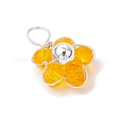 9Pcs 9 Colors Faceted Glass Round Beads Charms&nbsp;PALLOY-JF03648-01